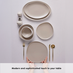 Karaca Red Carpet Earth Collection New Cupid 59-Piece Dinner Set for 12 People, Beige White
