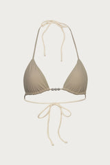 Beaded Triangle Top (Faux Suede Cream)