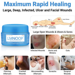 LMNOOP® Wound Care Cream for Infection Ulcers Sores Cuts Scrapes Burns Bites Surgical Open & Deep Wounds and Various Wounds, First Aid Skin Repair Ointment for Hard to Heal Wounds on Back Leg Buttock