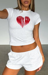 Love Burst Baby Tee Grey Marle