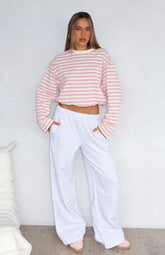 Give It A Rest Wide Leg Sweatpants Grey Marle