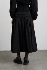 agatha embroidered midi skirt - black