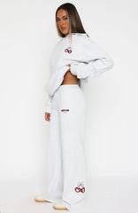 Feel The Love Wide Leg Sweatpants Grey Marle