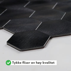 Midnatt hexagon selvklebende veggfliser