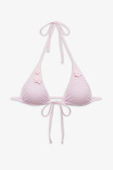 Paradise Micro Halter Bikini Top - Rosewater Stripe