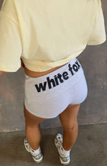 From The Archives Gigi Fold Over Booty Shorts Grey Marle