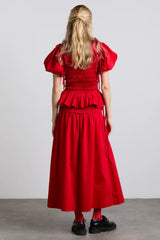 charlotte midi tie detail skirt - cherry