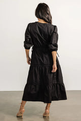 Santa Fe Poplin Midi Dress | Black