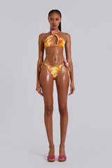 Lucia Ruffle Bikini Bottom with Flower Detail