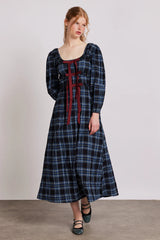 dakota midi dress - blue check