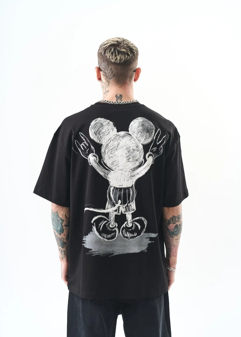 Tshirt Hallstarz Mickey Mouse Noir