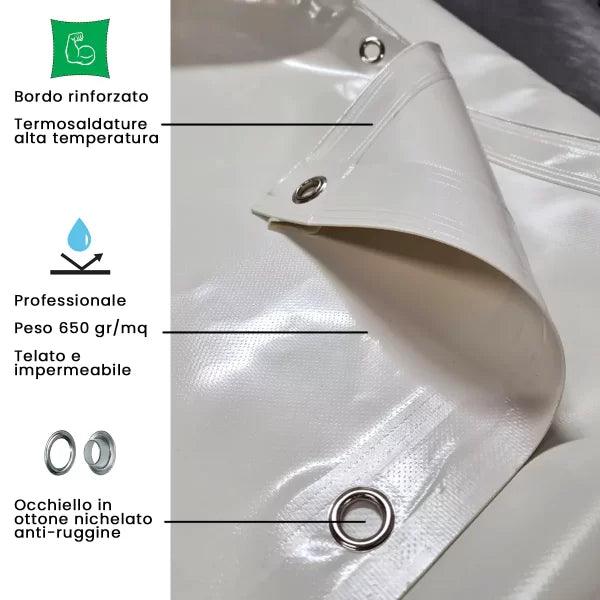 Tessuto PVC su misura con bordatura e occhielli - Resta Tendaggi